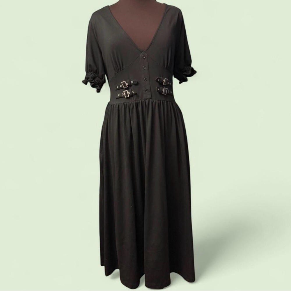 Forest ink Black Midi Dress